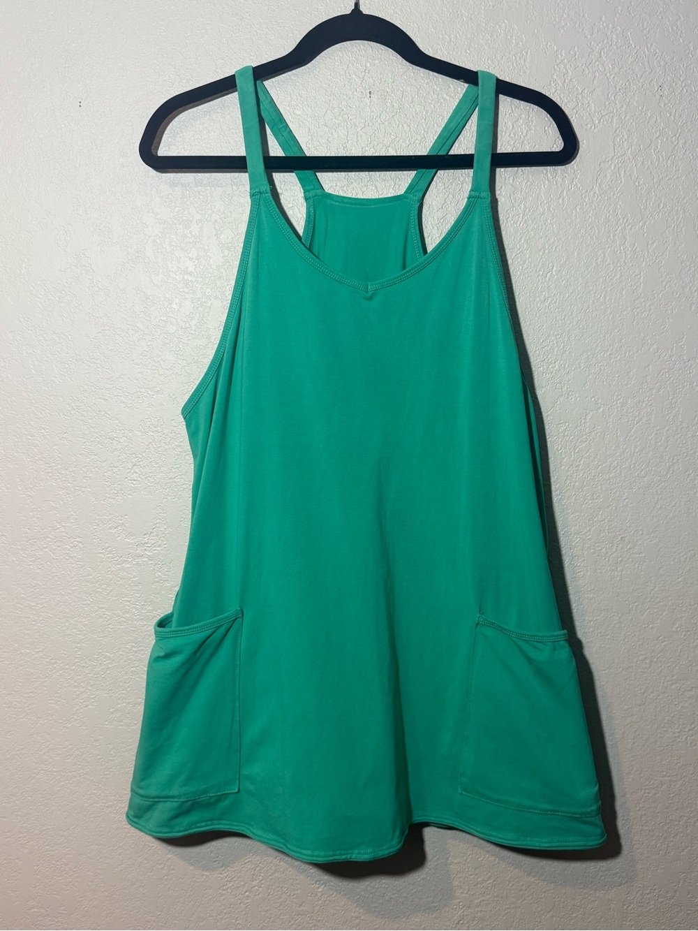 FASHION- Kelly Green Spaghetti Strap Romper with Pockets Size Large
